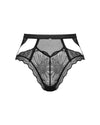 Schwarzer High-Waist-Slip Mibelia aus Floralspitze mit Cut-outs von Obsessive – Ansicht 3