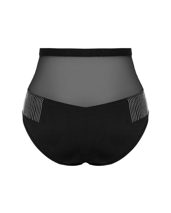 Schwarzes High-Waisted-Höschen Milladis mit einzigartigen Verzierungen von Obsessive – Ansicht 4