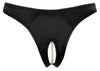 Schwarzer seidiger Slip ouvert aus Satin mit Stickerei und Perlenkette von Cottelli – Ansicht 7