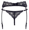 Schwarzes Lingerie-Set aus elastischer Spitze mit String und Strapsgurt von Cottelli – Ansicht 5