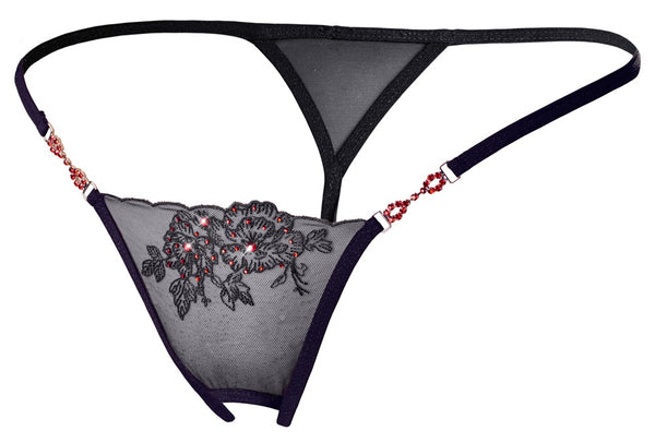 Schwarzer zarter String ouvert mit offenem Schritt von Cottelli – Ansicht 4