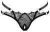 Schwarzer Riostring ouvert aus Eyelash-Spitze mit Strassringen von Cottelli – Ansicht 6