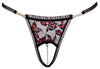 Schwarzer Riostring ouvert aus 2-farbiger Spitze mit Strass und Perlenkette von Cottelli – Ansicht 5