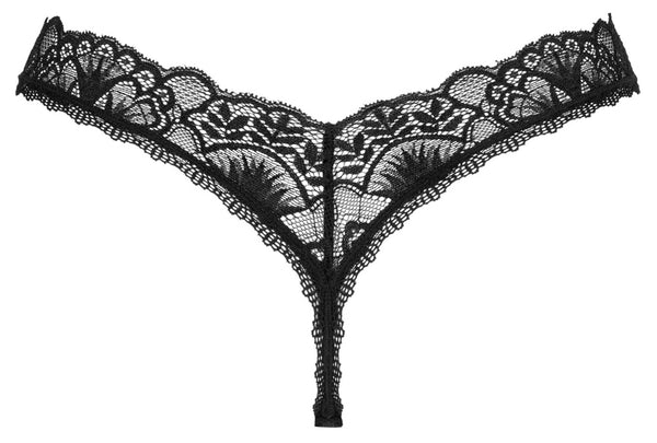 Schwarzer sinnlicher Riostring aus wunderschöner elastischer Spitze von Obsessive – Ansicht 5