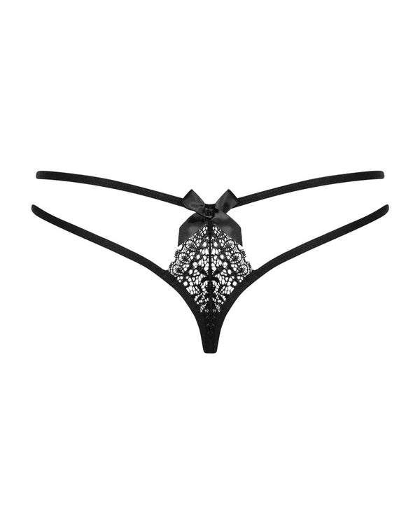 Schwarzer String Intensa aus softer Spitze mit Doppelbänder-Detail von Obsessive – Ansicht 4
