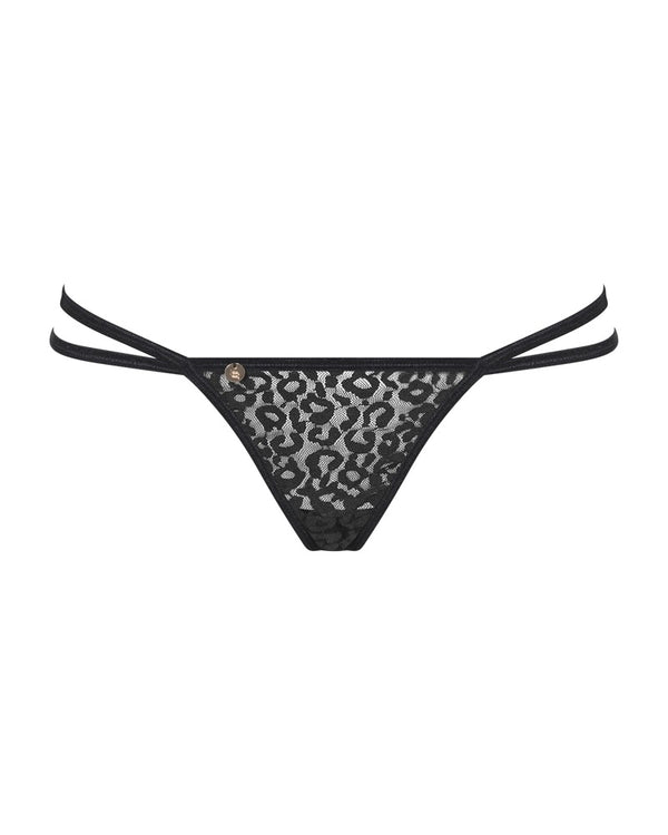 Schwarzer Tanga Pantheria aus Mesh mit Kette von Obsessive – Ansicht 3