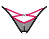 Schwarz-transparenter Riostring ouvert Novenes mit pinken Riemchen von Obsessive – Ansicht 4