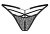 Schwarzer eleganter String Iliosa aus effektvoller Spitze mit Riemchenoptik von Obsessive – Ansicht 5