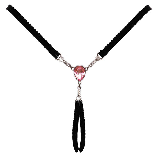 Schwarzer glamouröser String Ouvert mit funkelnden Schmucksteinen von Cottelli LINGERIE – Ansicht 6