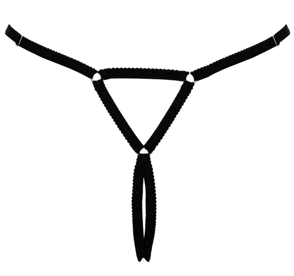 Schwarzer glamouröser String Ouvert mit funkelnden Schmucksteinen von Cottelli LINGERIE – Ansicht 7
