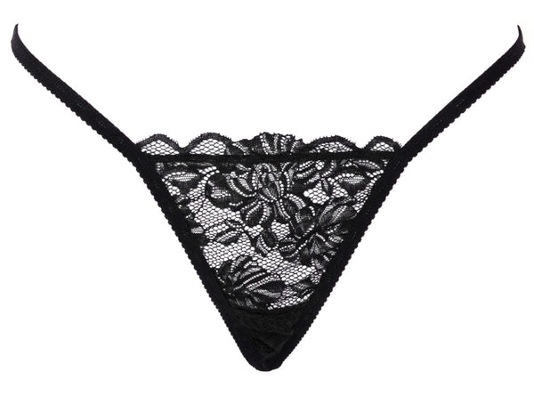 Schwarzer verführerischer String mit abnehmbarem Strass Herz von Cottelli LINGERIE – Ansicht 5