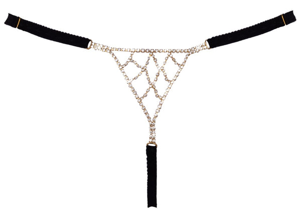 Schwarzer verführerischer String mit funkelnden Strass Akzenten von Cottelli LINGERIE – Ansicht 7