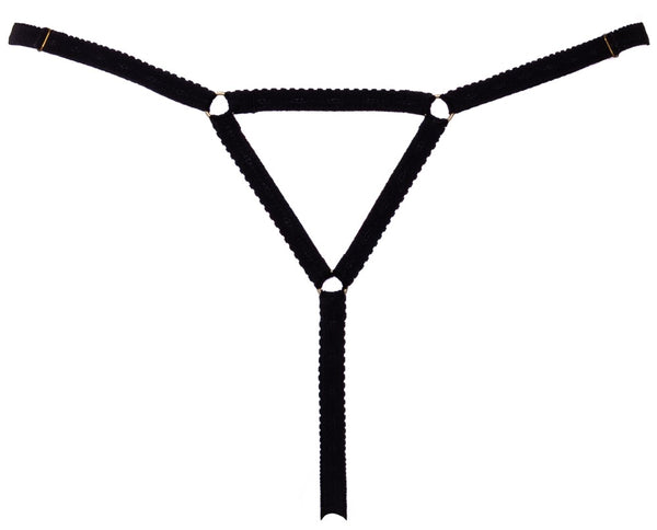Schwarzer glamouröser Ouvert String mit funkelnden Blüten von Cottelli LINGERIE – Ansicht 7