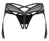 Schwarzer Straps-String ouvert Dominna im Netz-Wetlook-Mix von Obsessive – Ansicht 6