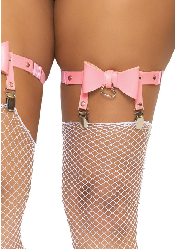 Pinkes aufreizendes Strumpfband Set mit romantischem Herzdetail von Leg Avenue – Ansicht 2