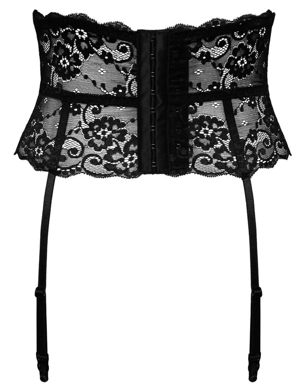 Schwarzer 16 cm hoher Strapsgurt aus feiner Spitze mit 4 Strumpfhaltern von Cottelli – Ansicht 5