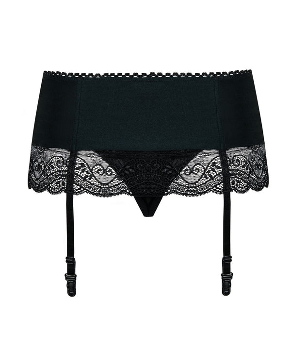Schwarzer breiter Strapsgurt Miamor aus Stretchstoff und Spitze von Obsessive – Ansicht 8