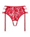Roter Straps-String Rediosa aus Spitze mit Schnür-Seiten von Obsessive – Ansicht 3