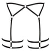 Schwarzes Harness aus Stretchriemen mit Verbindungsringen und Oberschenkelriemen von Cottelli – Ansicht 6