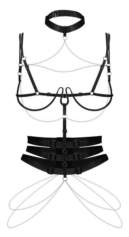 Schwarzes Harness Premisis im handgefertigten Premium-Design von Obsessive – Ansicht 7
