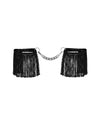 Schwarze Handfesseln Sherila im Fransen-Look mit Stretch-Armbändern von Obsessive