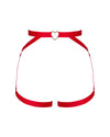 Rotes Harness Elianes aus Stretchriemen mit goldfarbenen Ringen von Obsessive – Ansicht 3
