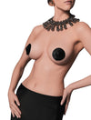 Schwarze Nipple Cover Sublimie aus Leder mit Präge-Detail von Obsessive – Ansicht 2