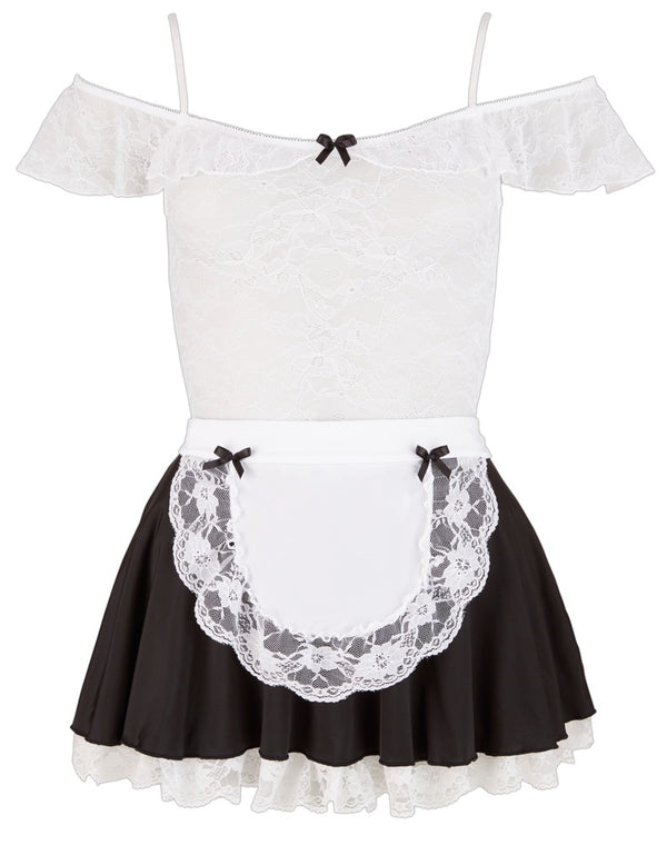 Weißes Kellnerinnen-Kostüm als Servierkleid aus Spitze von Cottelli – Ansicht 4
