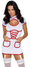 Sexy Krankenschwester-Strapskleid semi-transparent mit roten Details von Cottelli – Ansicht 3