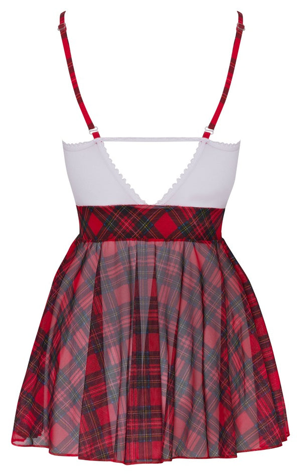 Sexy Schuluniform-Kostüm als Trägerkleid aus Powernet und Spitze im Karo-Look von Cottelli – Ansicht 8