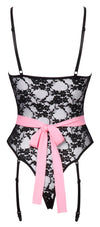 Sexy Dienstmädchen-Kostüm als Straps-Riobody ouvert aus Spitze mit Schürze von Cottelli – Ansicht 7
