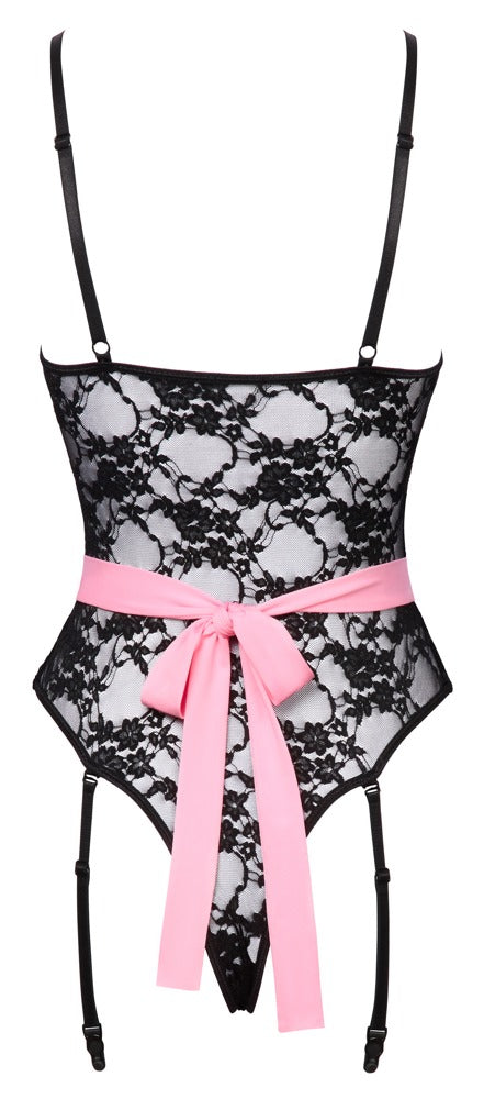 Sexy Dienstmädchen-Kostüm als Straps-Riobody ouvert aus Spitze mit Schürze von Cottelli – Ansicht 7