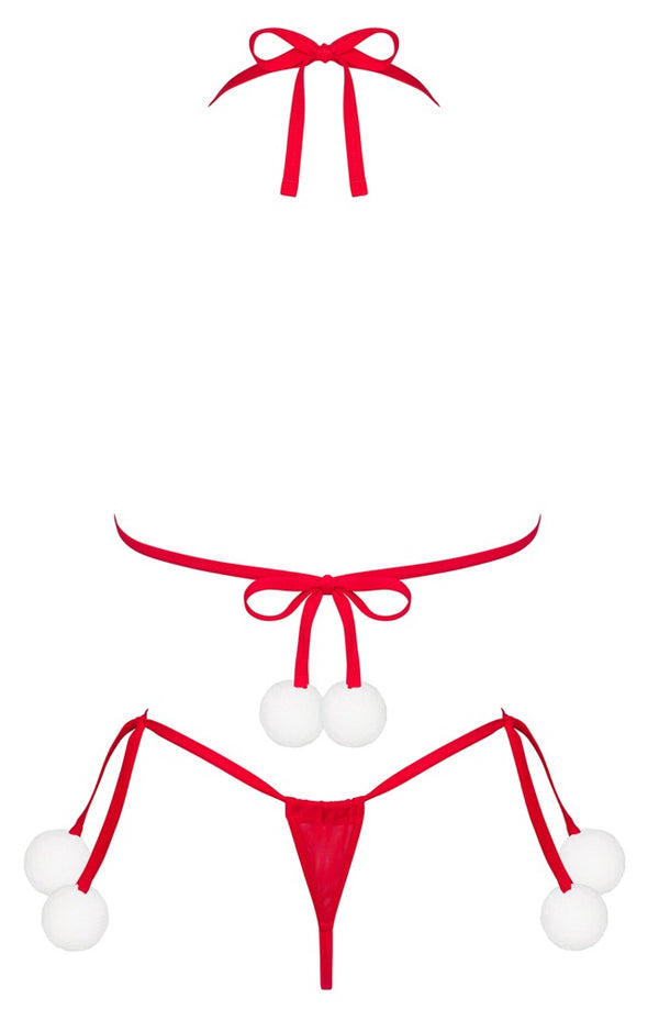 Rotes Dessous-Set Bobble Girl mit BH und Riostring von Obsessive – Ansicht 6