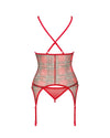 Rotes Dessous-Set Jollymore mit Strapshemd und String im Karo-Design von Obsessive – Ansicht 6