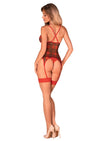 Rotes Dessous-Set Jollymore mit Strapshemd und String im Karo-Design von Obsessive – Ansicht 4