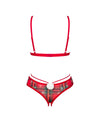 Rotes Dessous-Set Ms. Merrilo mit BH und Slip ouvert im Schneeflocken-Design von Obsessive – Ansicht 7
