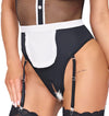 Schwarzes verführerisches Zierknopfleisten Servier Set mit Strapsbody von Cottelli COSTUMES – Ansicht 7