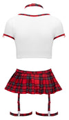 Rotes sündiges Schuluniform Kostüm mit aufregendem Karo Faltenröckchen von Cottelli COSTUMES – Ansicht 7