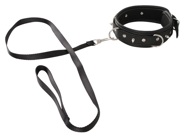 Vegane Halsfessel mit Leine in Leder-Optik mit Spikes von Vegan Fetish – Ansicht 2