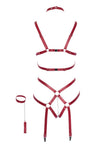 Dunkelroter verführerischer Bondage Einteiler im Mattlook von Bad Kitty – Ansicht 7