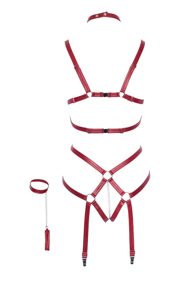 Dunkelroter verführerischer Bondage Einteiler im Mattlook von Bad Kitty – Ansicht 7