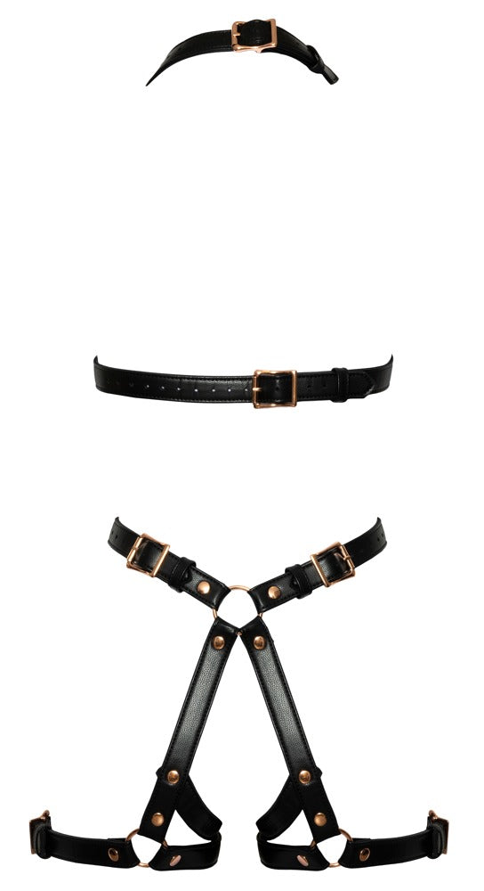 Schwarzes verführerisches Harness mit edlen Metalldetails von Bad Kitty – Ansicht 7