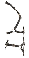 Schwarzes verführerisches Harness im Lederlook mit silbernen Nieten von Bad Kitty – Ansicht 8
