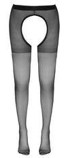 Schwarze seidige Strumpfhose ouvert mit komplett offenem Scham- und Po-Bereich von Cottelli – Ansicht 6