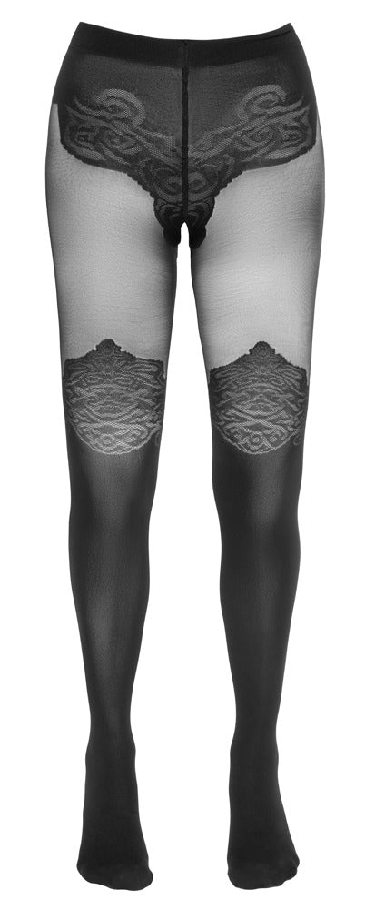 Schwarze Strumpfhose ouvert im raffinierten Overknee-Design von Cottelli – Ansicht 5
