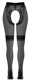 Schwarze Strumpfhose ouvert mit eingewebtem Höschenteil in Spitzenoptik von Cottelli – Ansicht 8