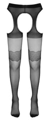 Schwarze raffinierte Straps-Strumpfhose mit Cut-outs und offenem Schritt von Cottelli – Ansicht 5