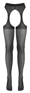 Schwarze Straps-Strumpfhose mit Ziernaht und verstärktem Höschenteil von Cottelli – Ansicht 6