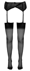 Schwarze seidige Straps-Strümpfe mit Ziernaht und Hochferse 15 den von Cottelli – Ansicht 4