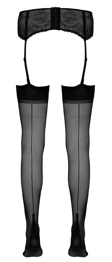 Schwarze seidige Straps-Strümpfe mit Ziernaht und Hochferse 15 den von Cottelli – Ansicht 5